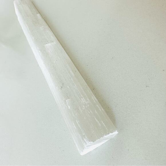 VINTAGE White Clear Selenite 8" Stick Wand Gemstone Crystal Zen Yoga Meditation - Picture 6 of 9